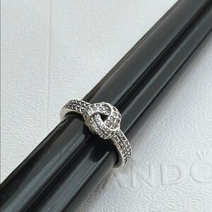 Pandora Silver Heart Ring with Crystal Accents